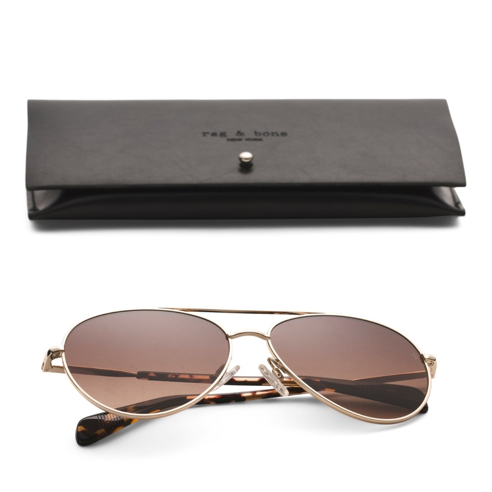 Rag & Bone 58mm Gold Aviator Sunglasses in Color Brown